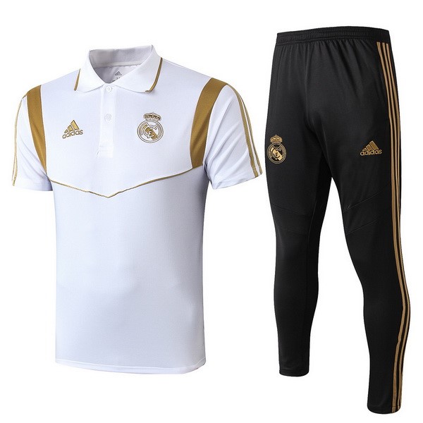 Polo Real Madrid Conjunto Completo 2019-20 Negro Blanco Oro